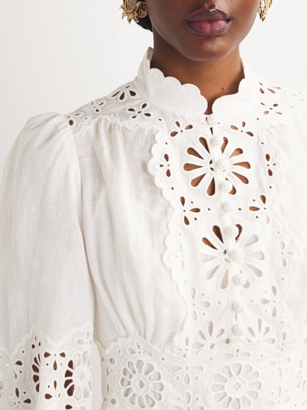 NWT Zimmermann Acacia Broderie Ivory Anglaise White Eyelet Lace Mini Dress - Picture 2 of 14